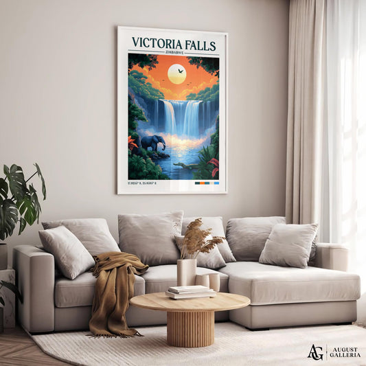 Victoria Falls Retro Travel Print