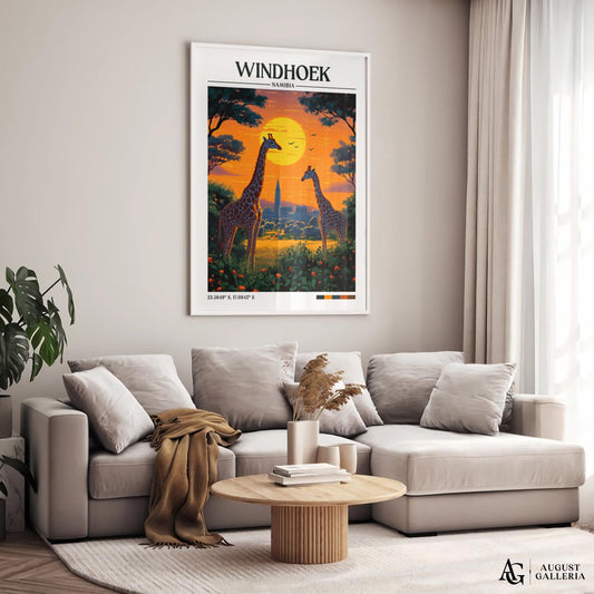 Windhoek Namibia Retro Travel Print