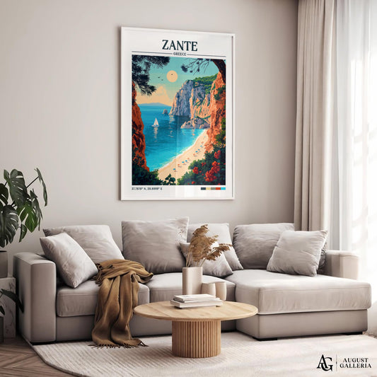 Zante Greece Retro Travel Print
