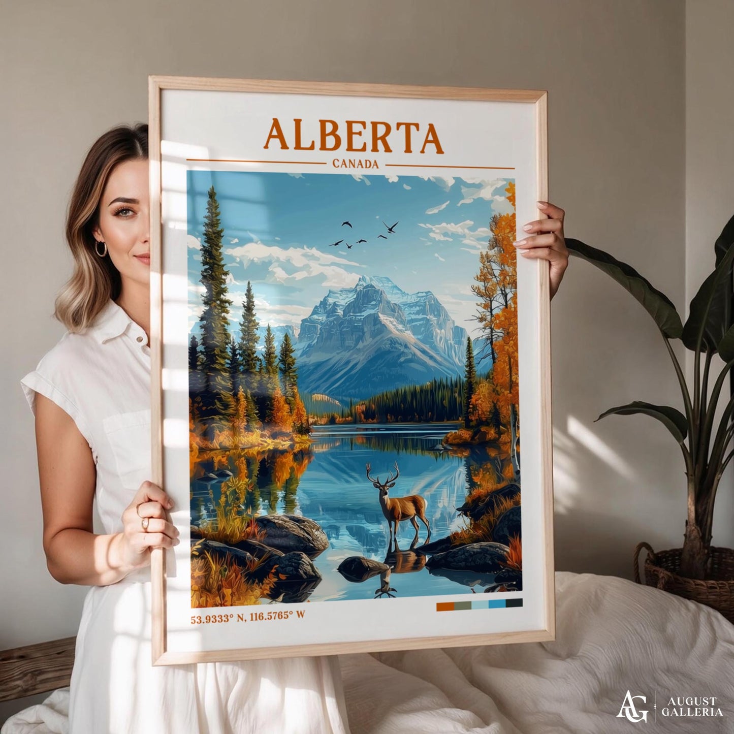 Alberta Canada Retro Travel Print