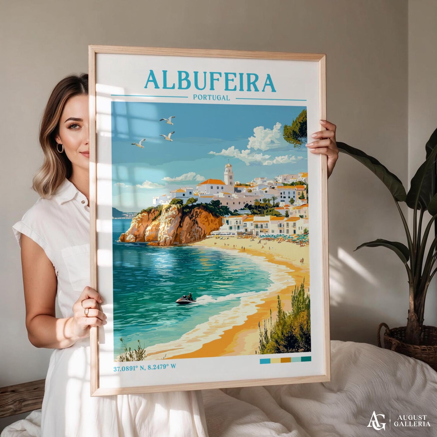 Albufeira Portugal Retro Travel Print