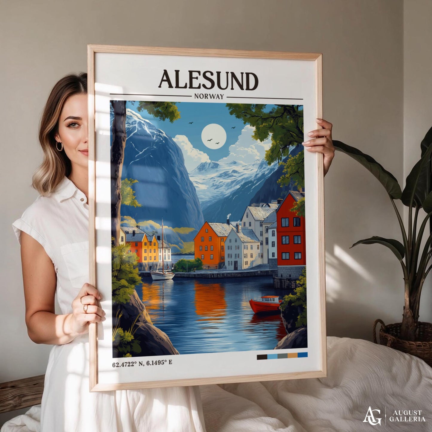 Ålesund Norway Retro Travel Print