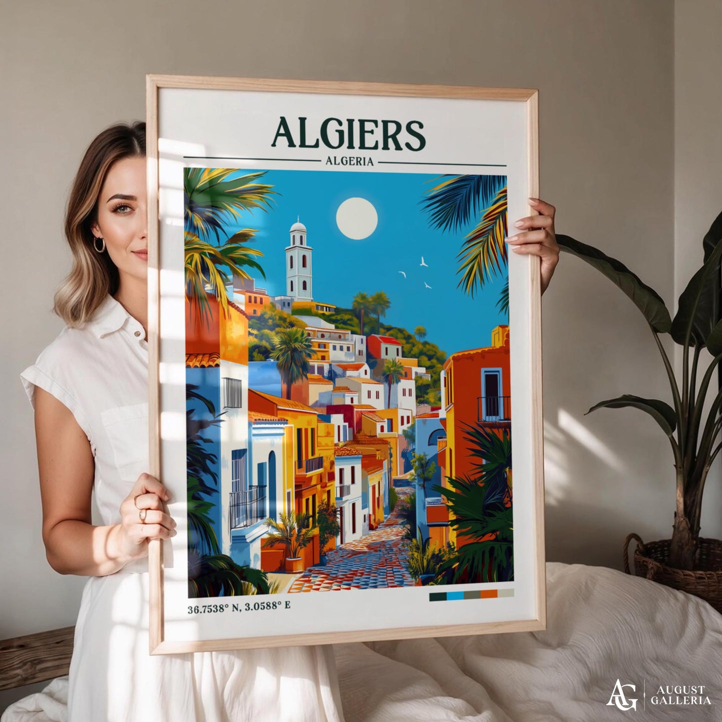 Algiers Algeria Retro Travel Print