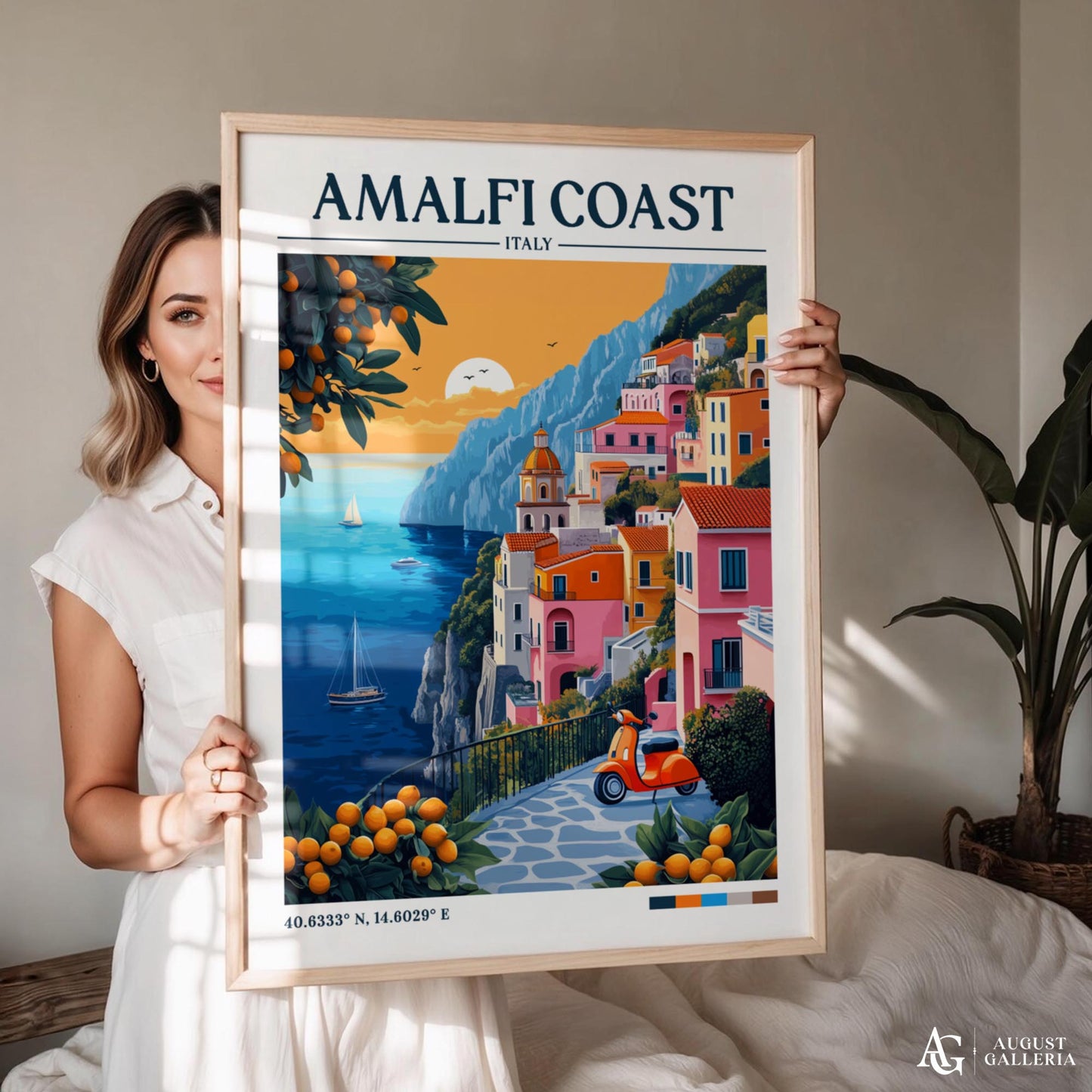 Amalfi Coast Italy Retro Travel Print