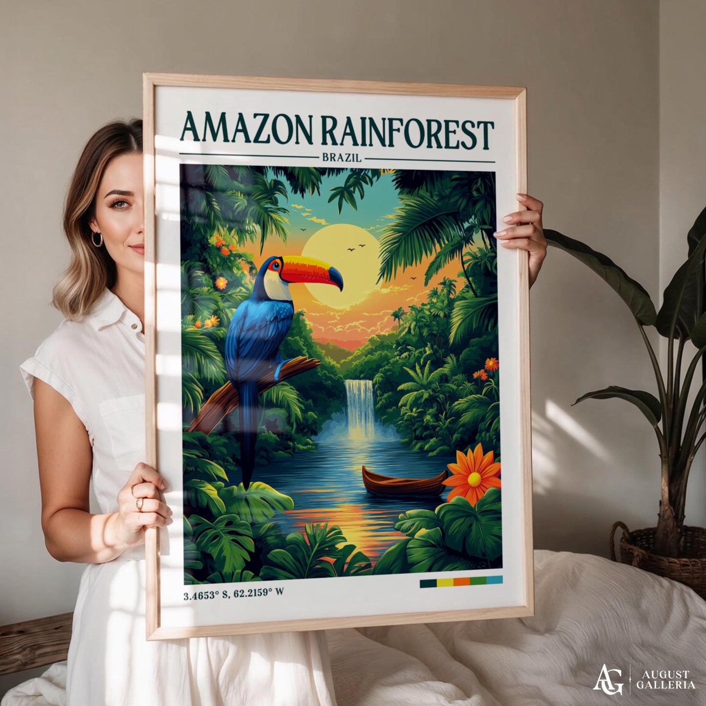 Amazon Rainforest Retro Travel Print