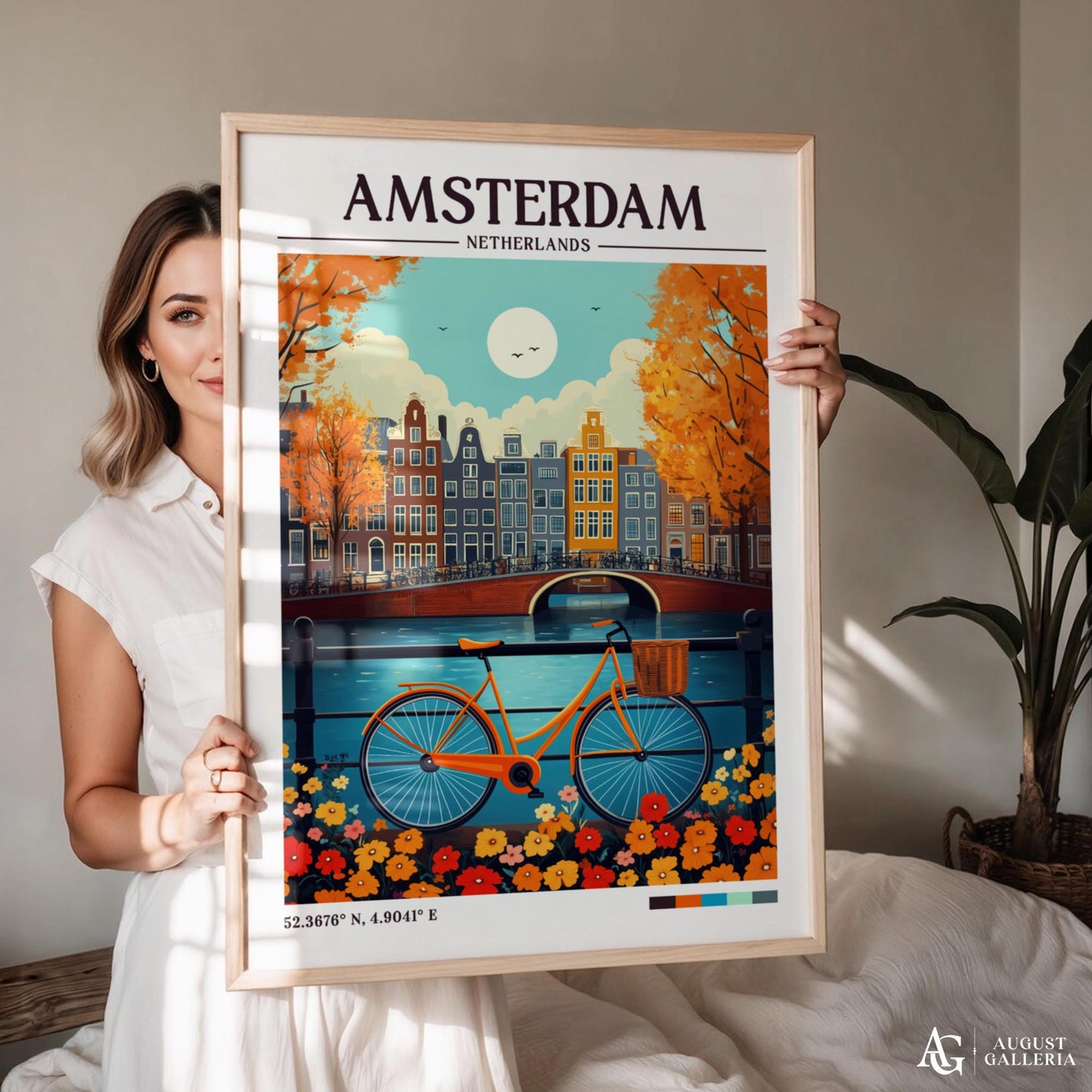 Amsterdam Netherlands Retro Travel Print