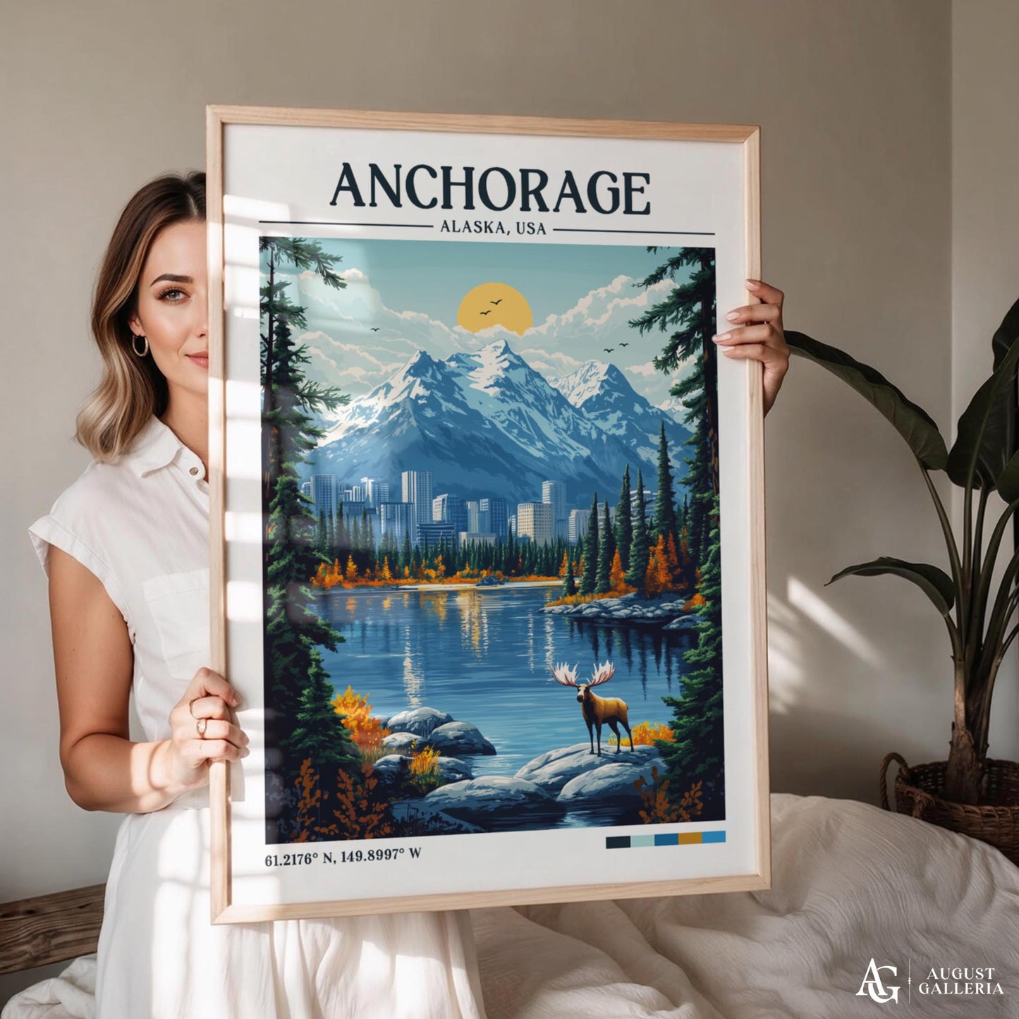 Anchorage Alaska Retro Travel Print