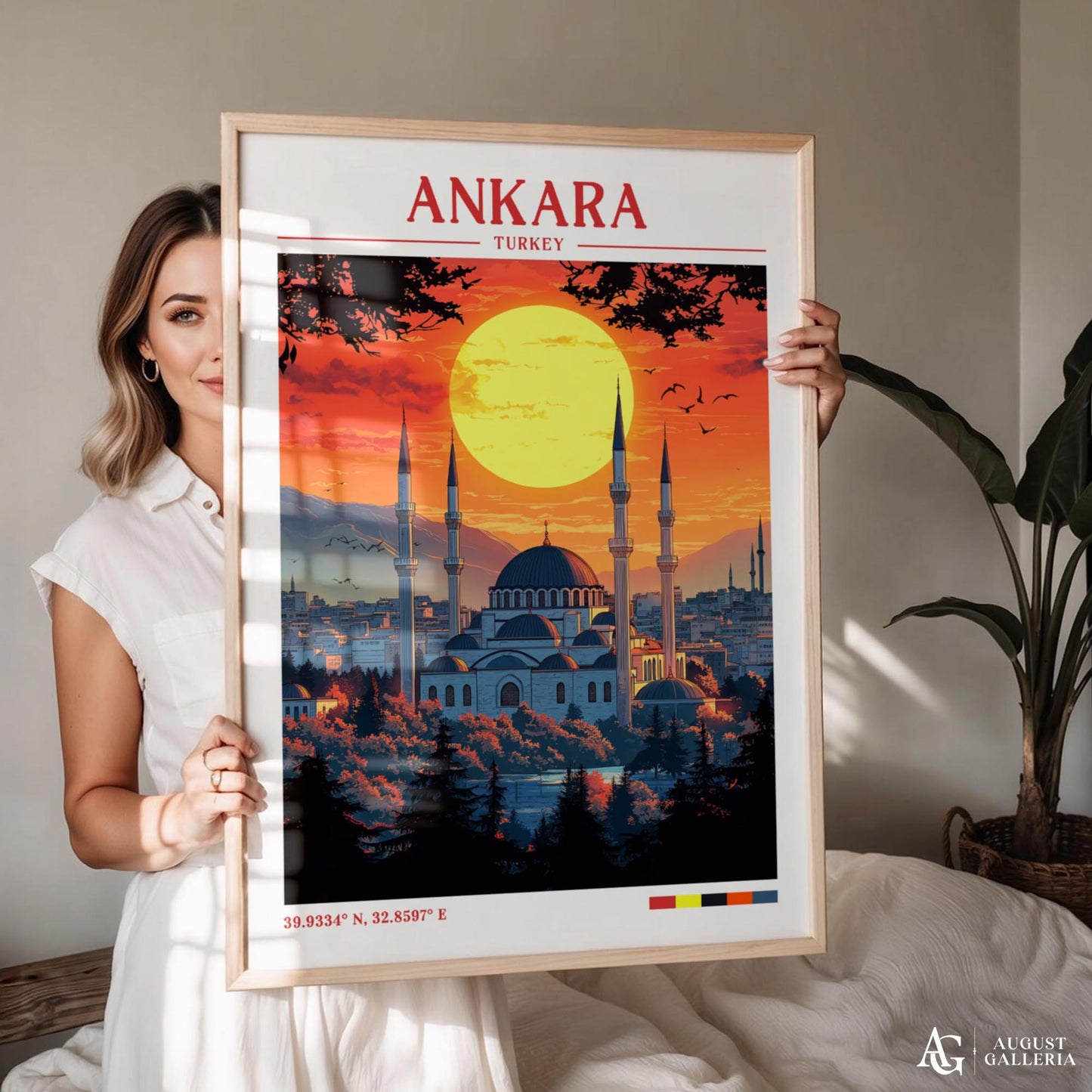 Ankara Turkey Retro Travel Print