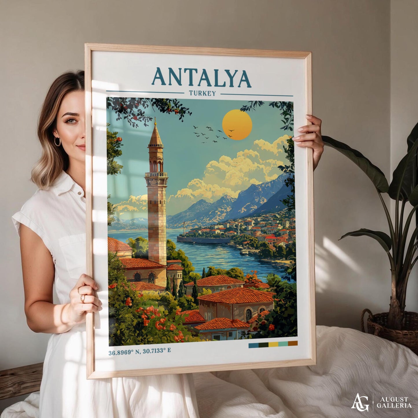 Antalya Turkey Retro Travel Print