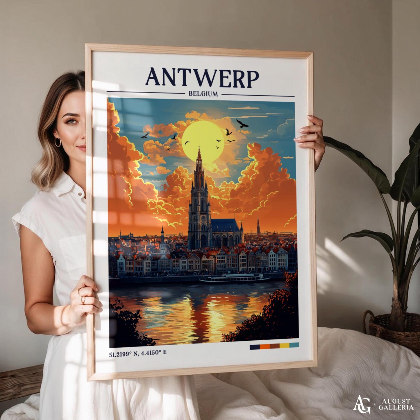 Antwerp Belgium Retro Travel Print