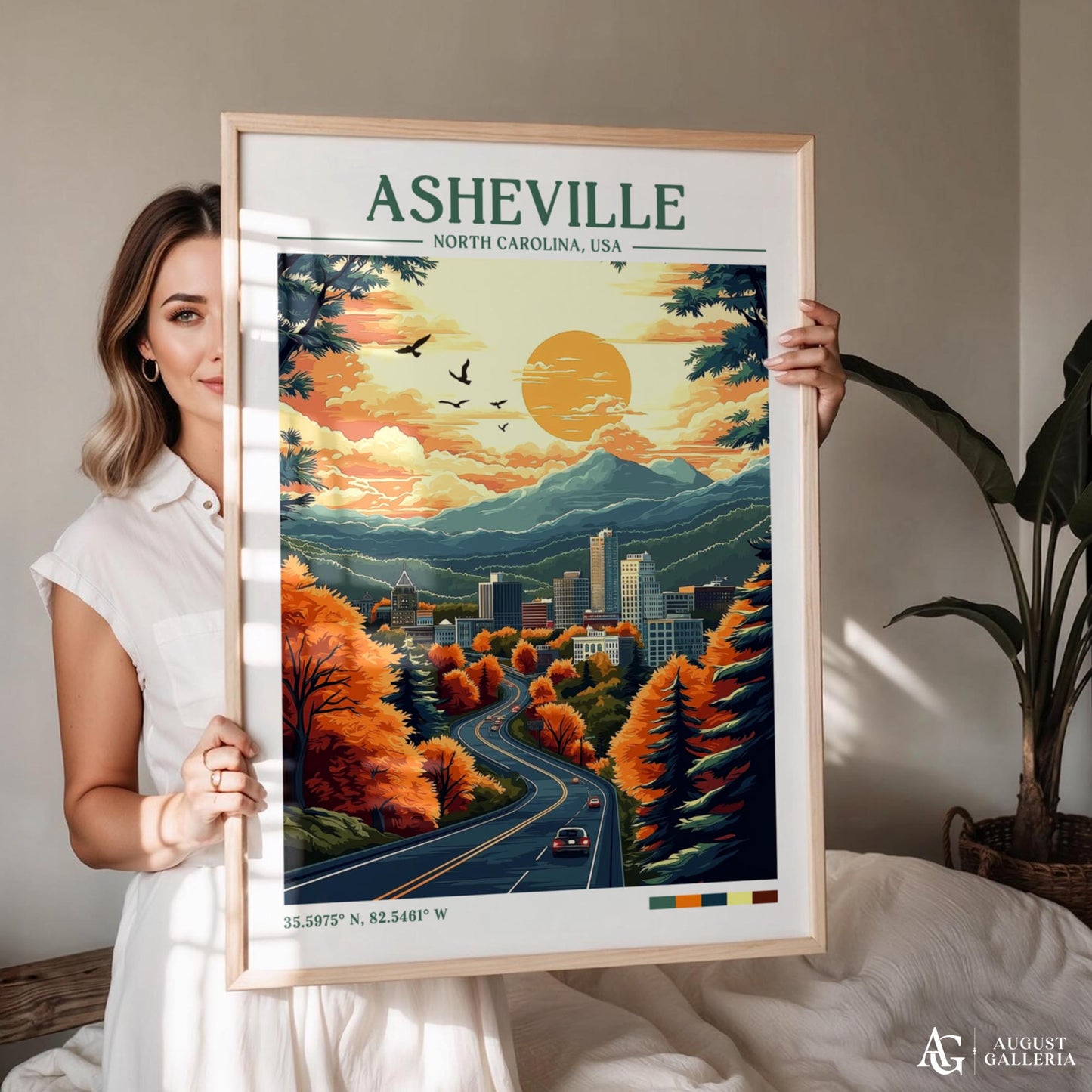 Asheville North Carolina Retro Travel Print