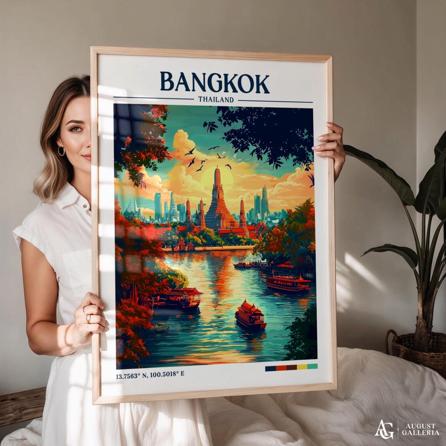 Bangkok Thailand Retro Travel Print