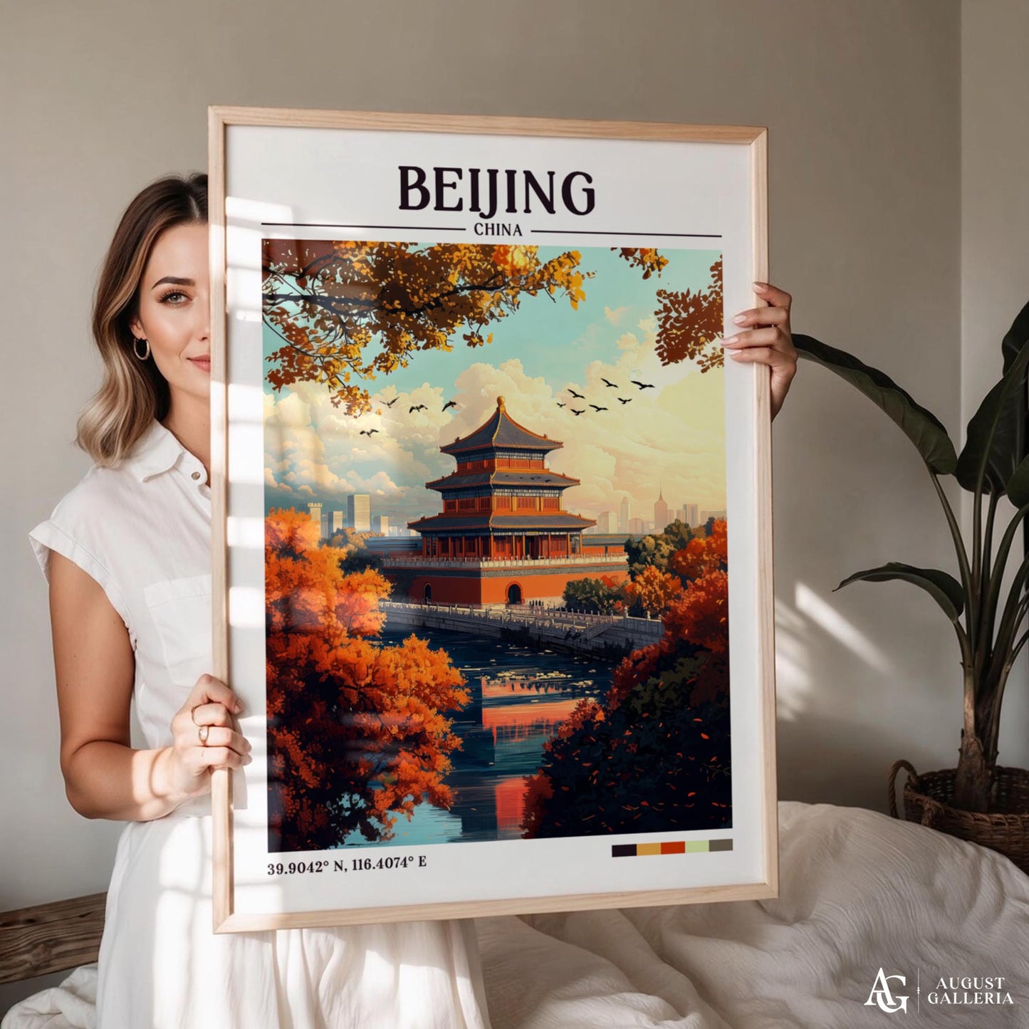 Beijing China Retro Travel Print