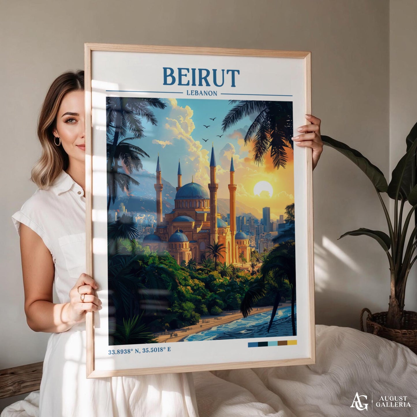 Beirut Lebanon Retro Travel Print
