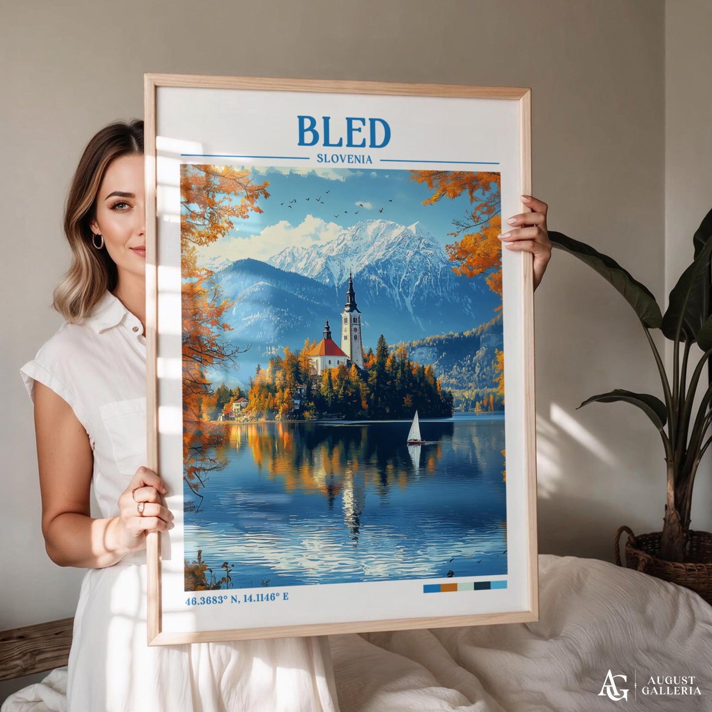 Bled Slovenia Retro Travel Print