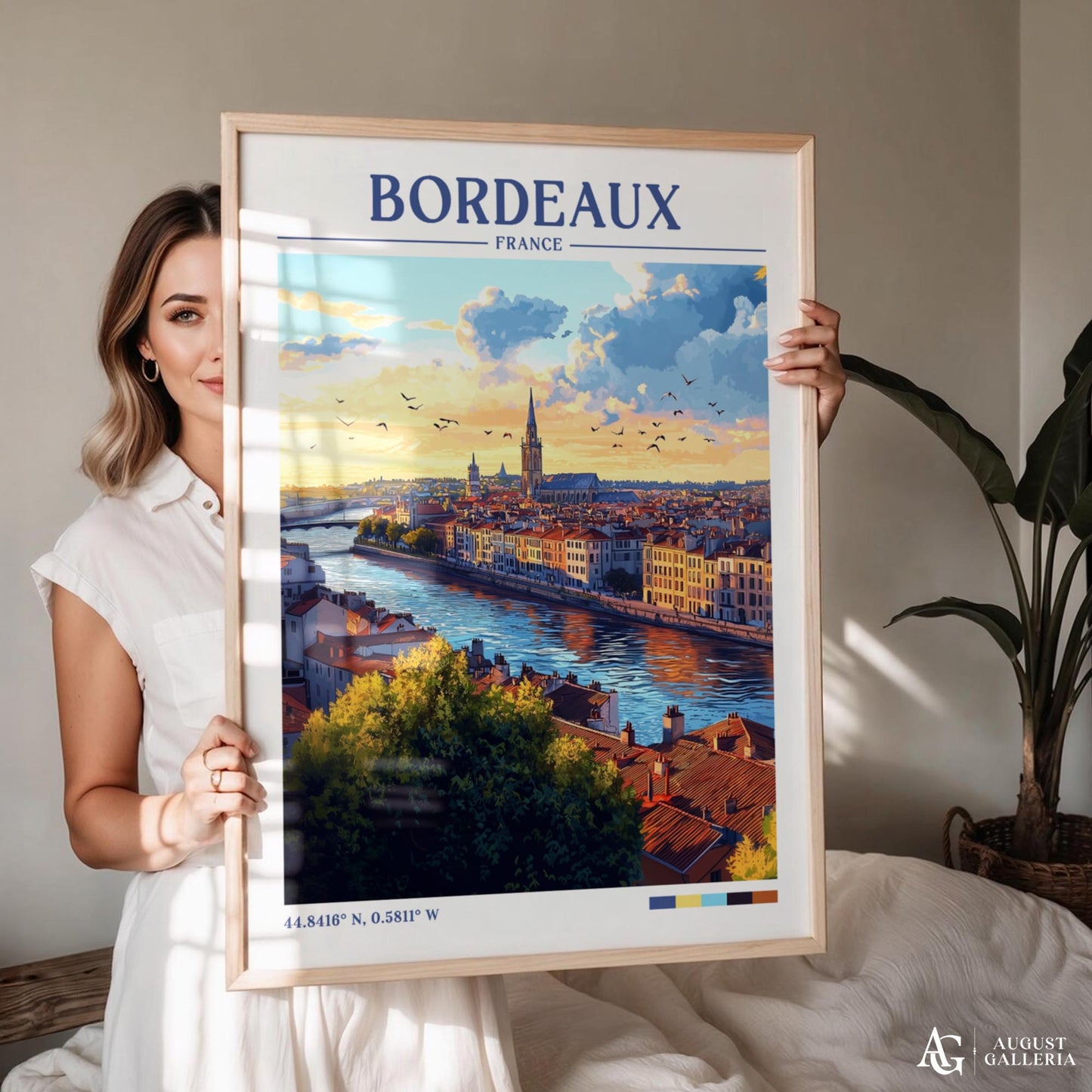 Bordeaux France Retro Travel Print
