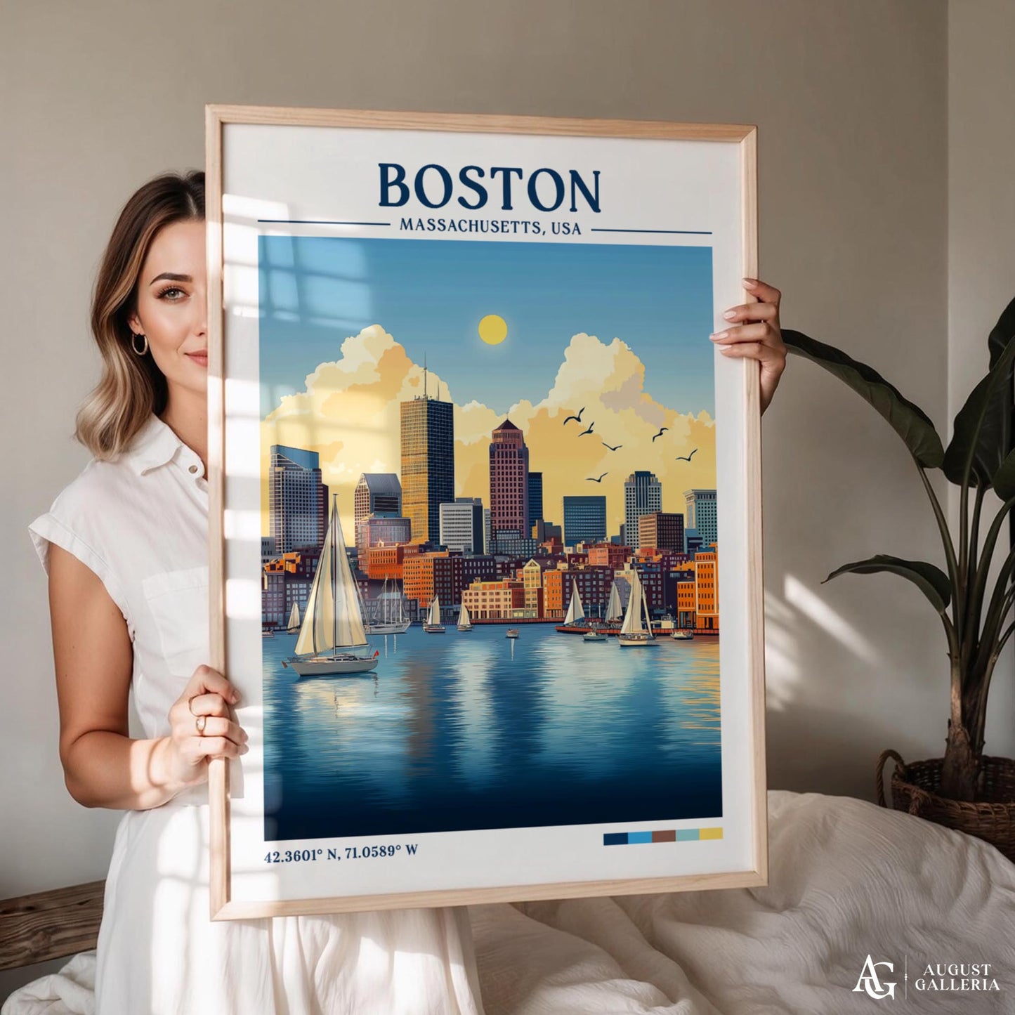 Boston Massachusetts Retro Travel Print