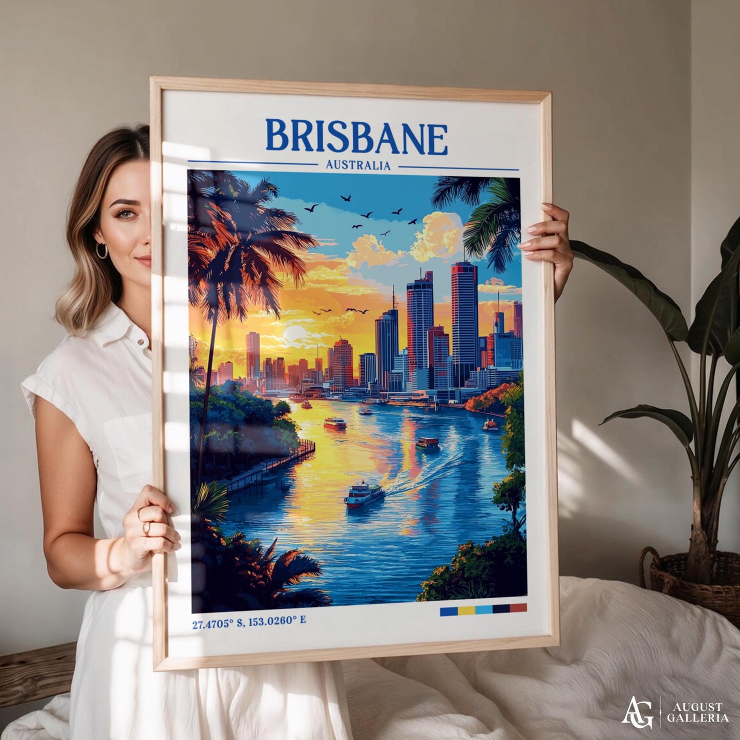 Brisbane Australia Retro Travel Print