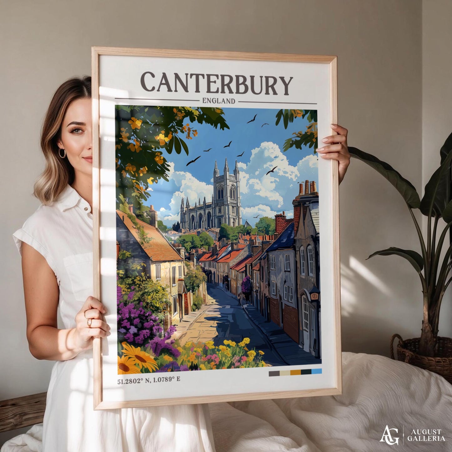 Canterbury England Retro Travel Print