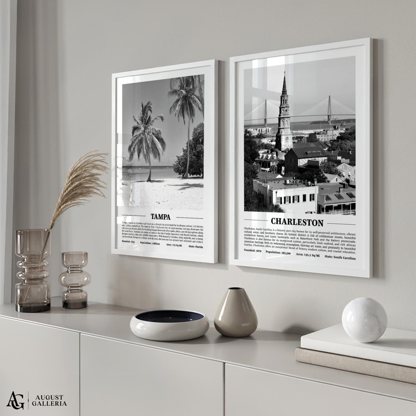 Charleston Black & White City Print