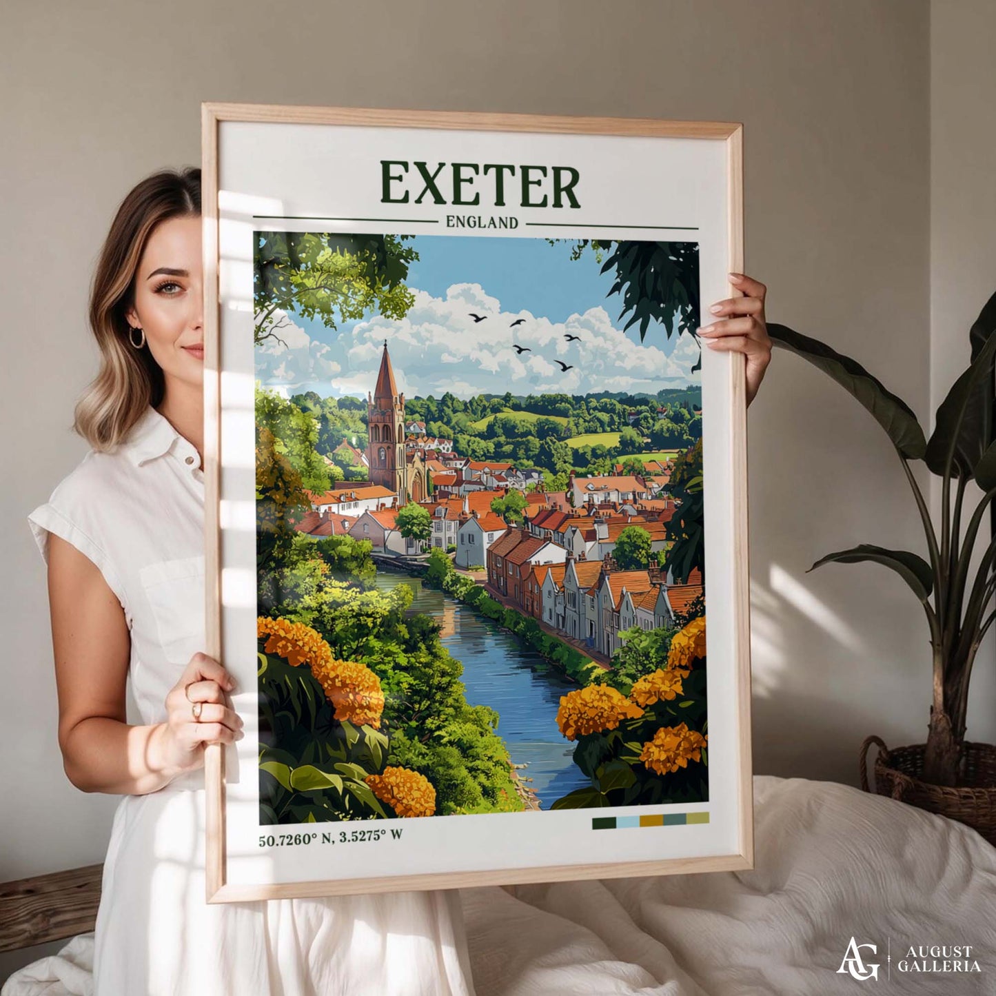 Exeter England Retro Travel Print