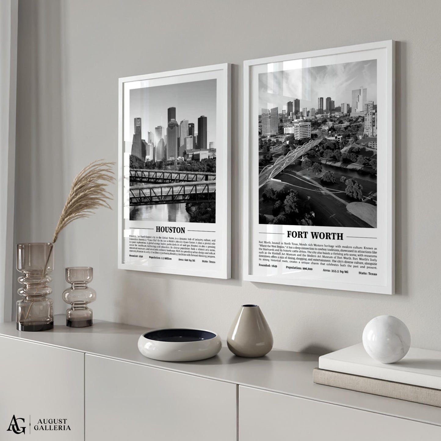 Fort Worth Black & White City Print