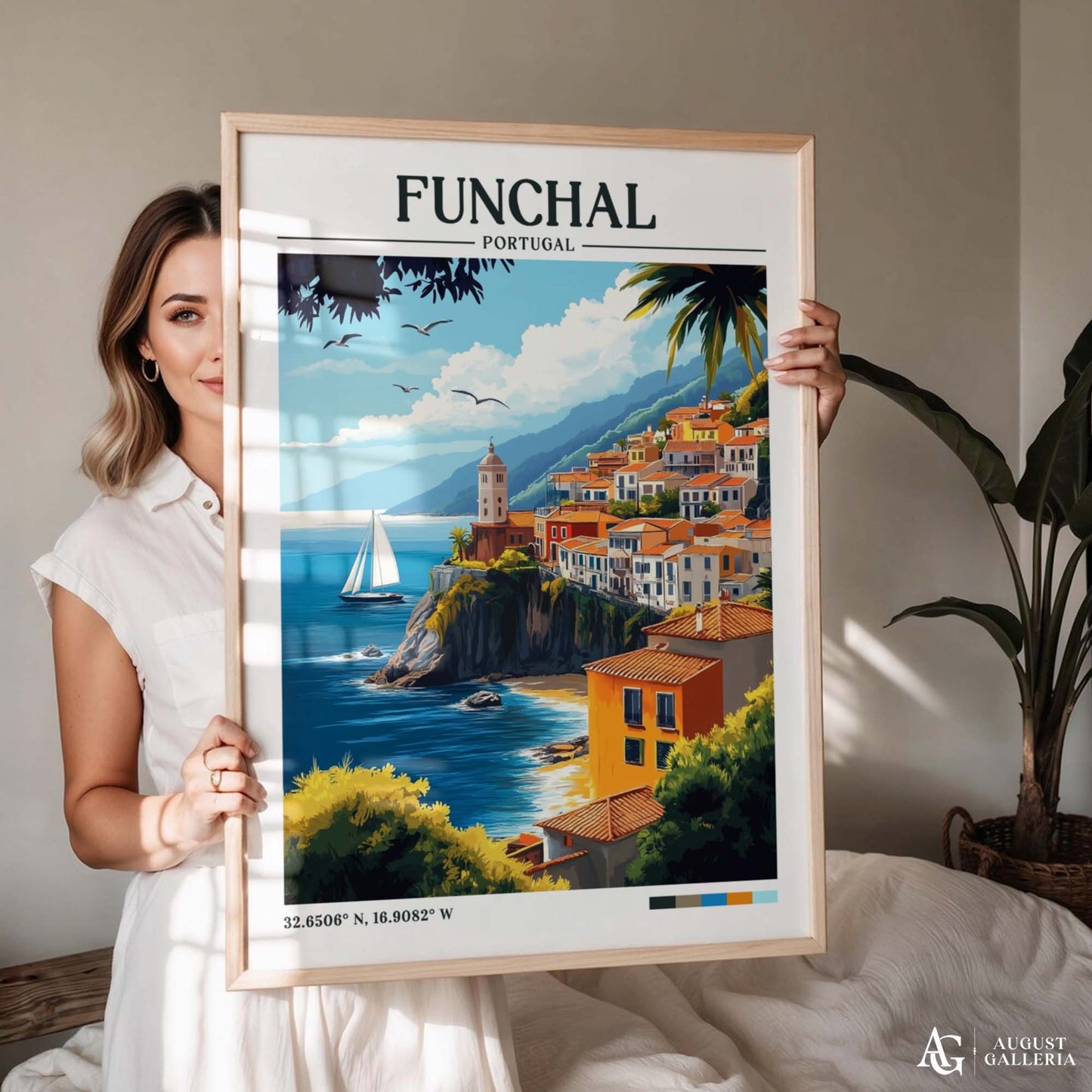 Funchal Portugal Retro Travel Print