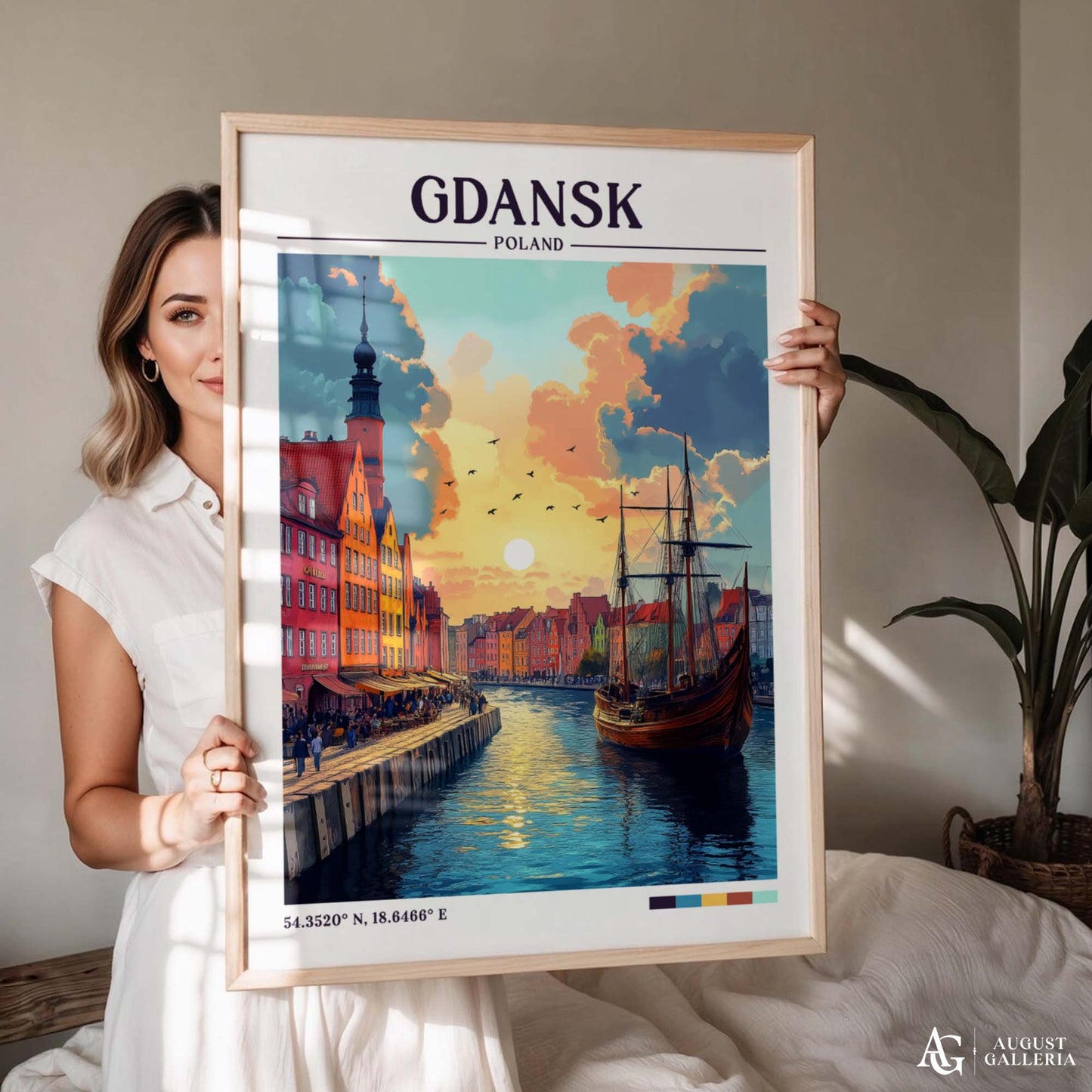 Gdańsk Poland Retro Travel Print