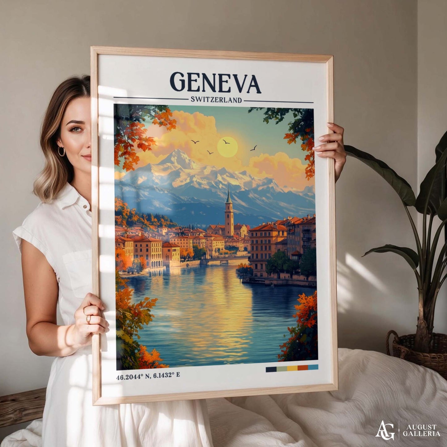Geneva Switzerland Retro Travel Print