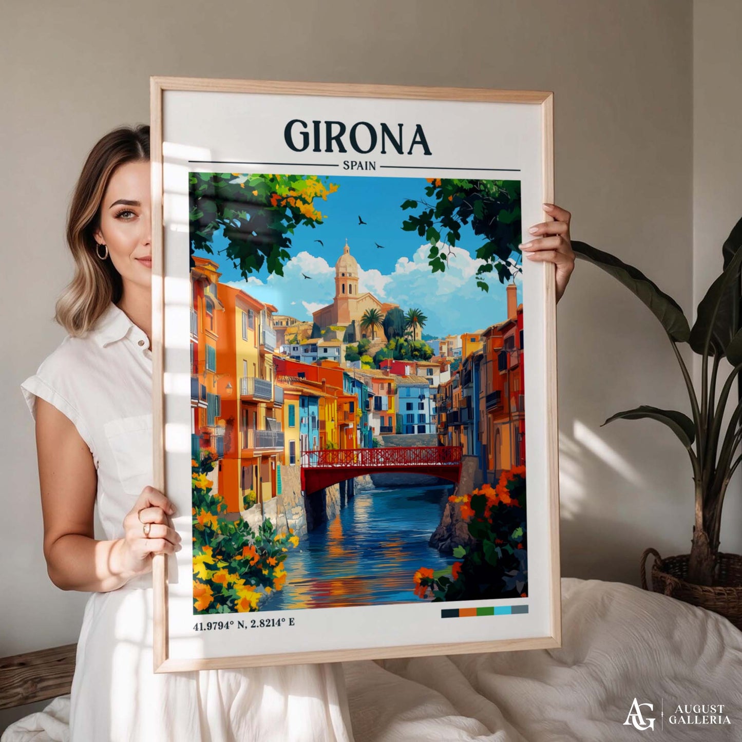 Girona Spain Retro Travel Print