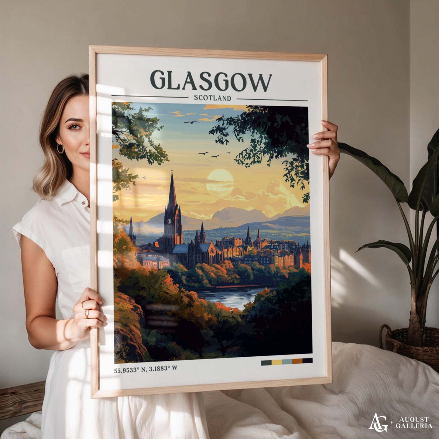 Glasgow Scotland Retro Travel Print