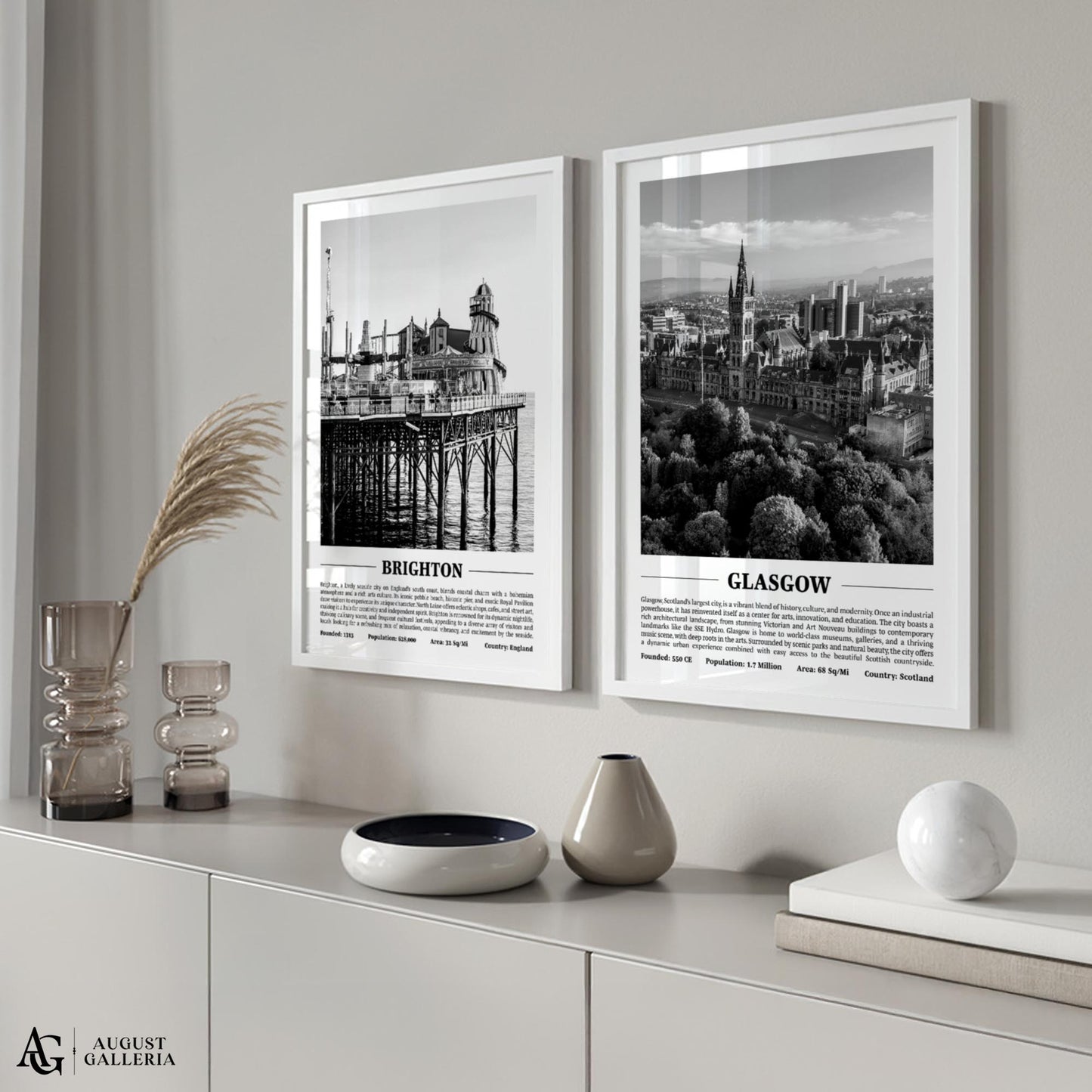 Glasgow Black & White City Print
