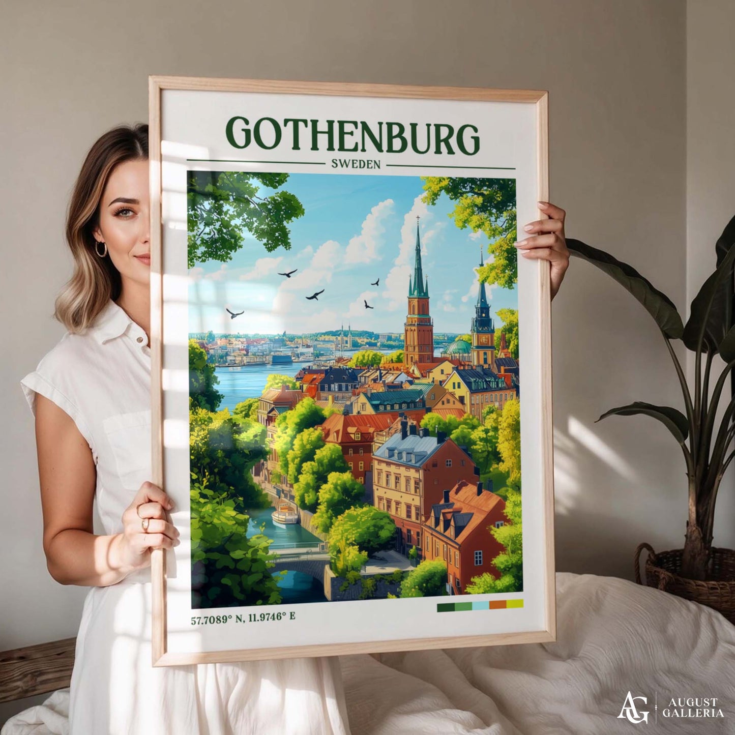 Gothenburg Sweden Retro Travel Print