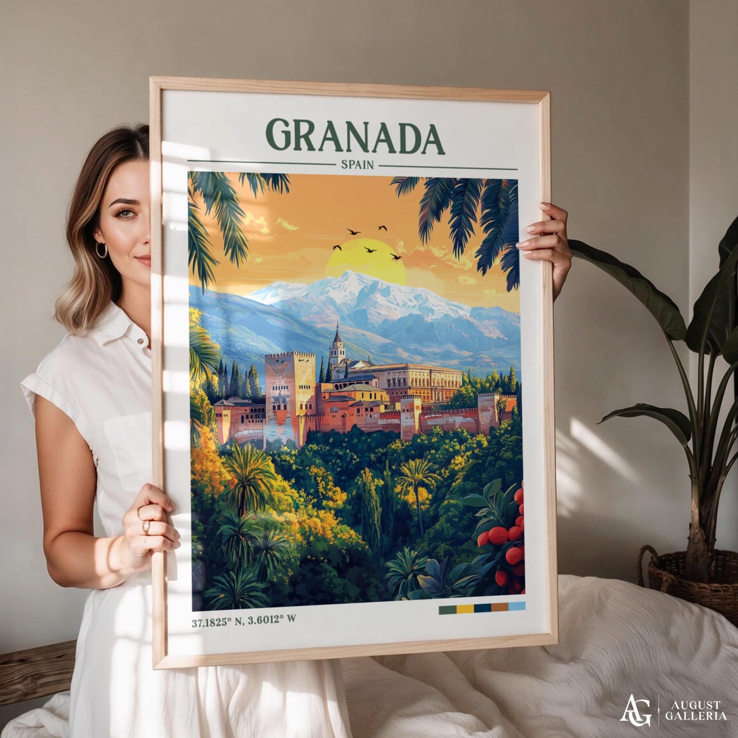 Granada Spain Retro Travel Print