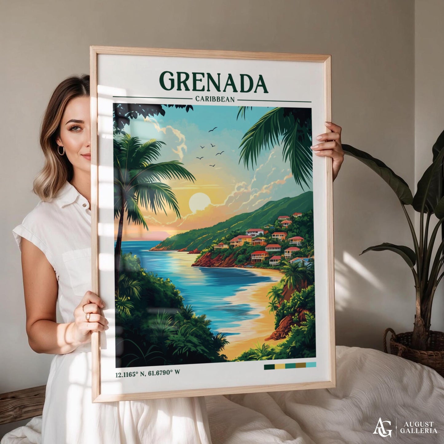 Grenada Caribbean Retro Travel Print