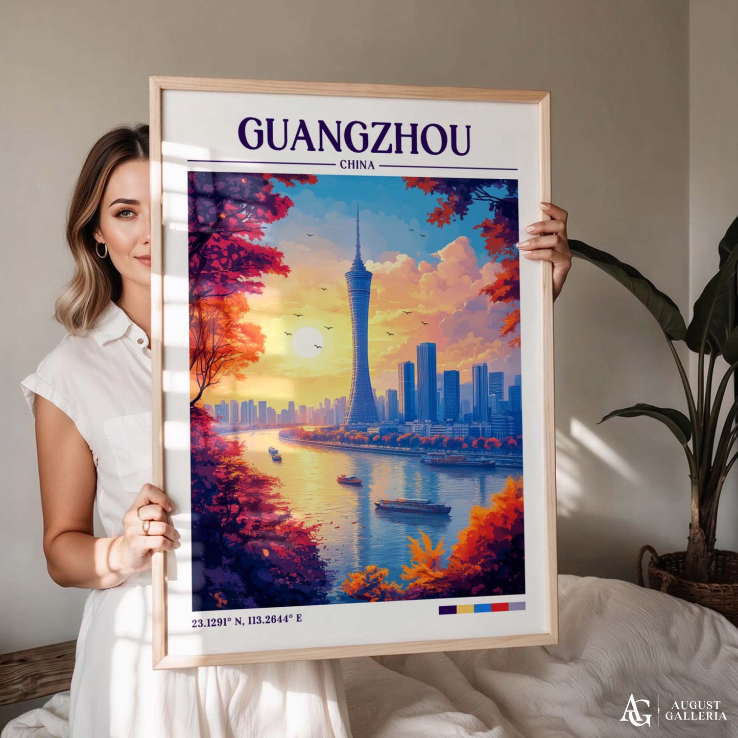 Guangzhou China Retro Travel Print