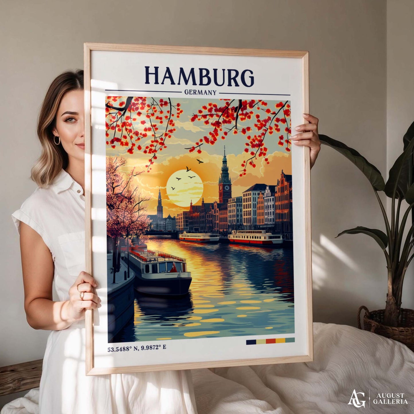 Hamburg Germany Retro Travel Print