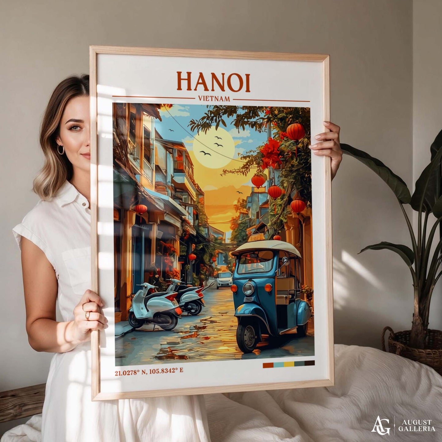 Hanoi Vietnam Retro Travel Print