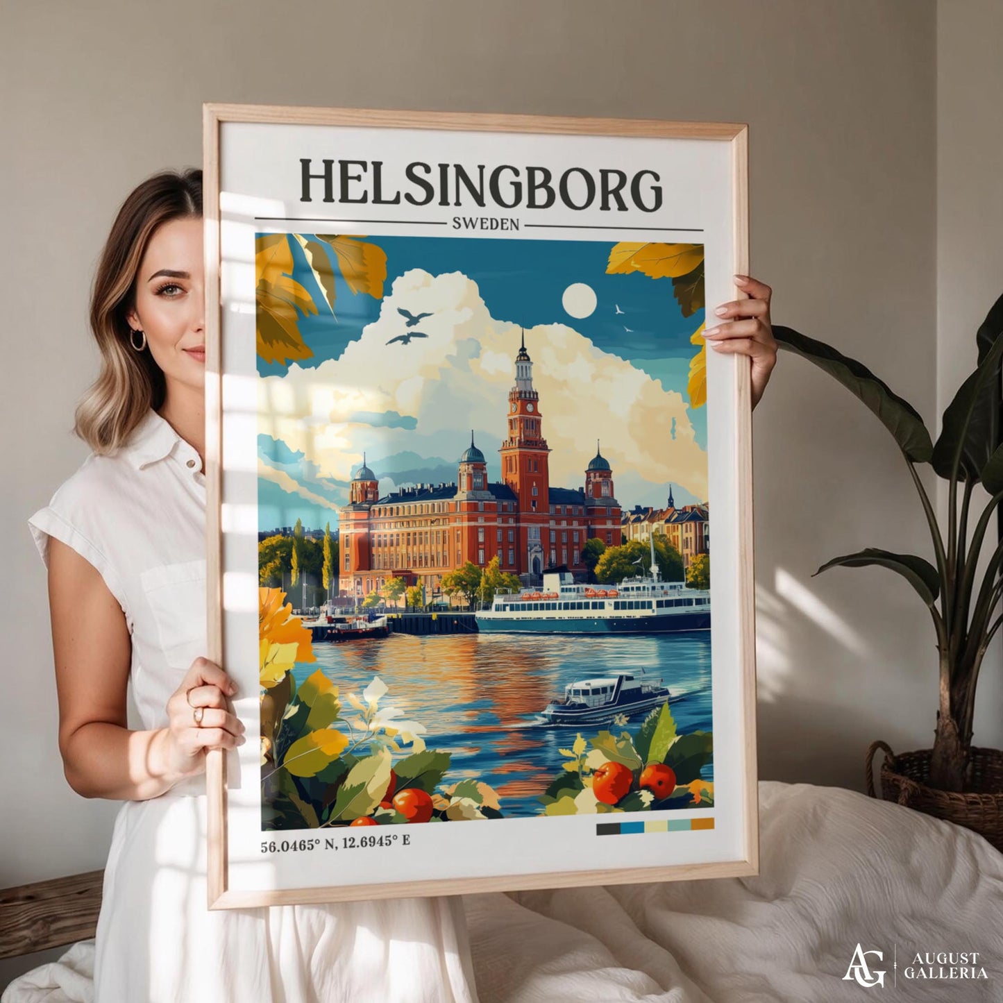 Helsingborg Sweden Retro Travel Print
