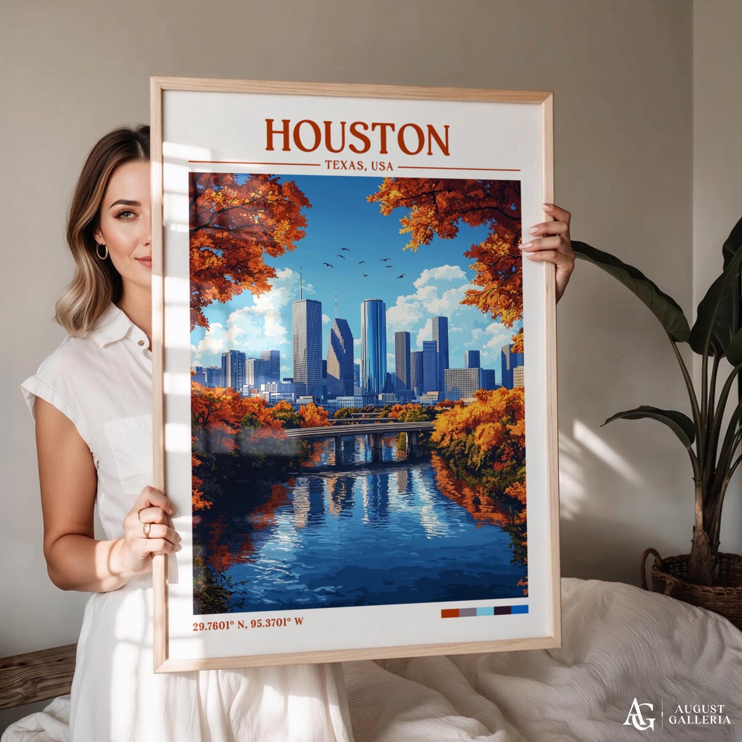 Houston Texas Retro Travel Print