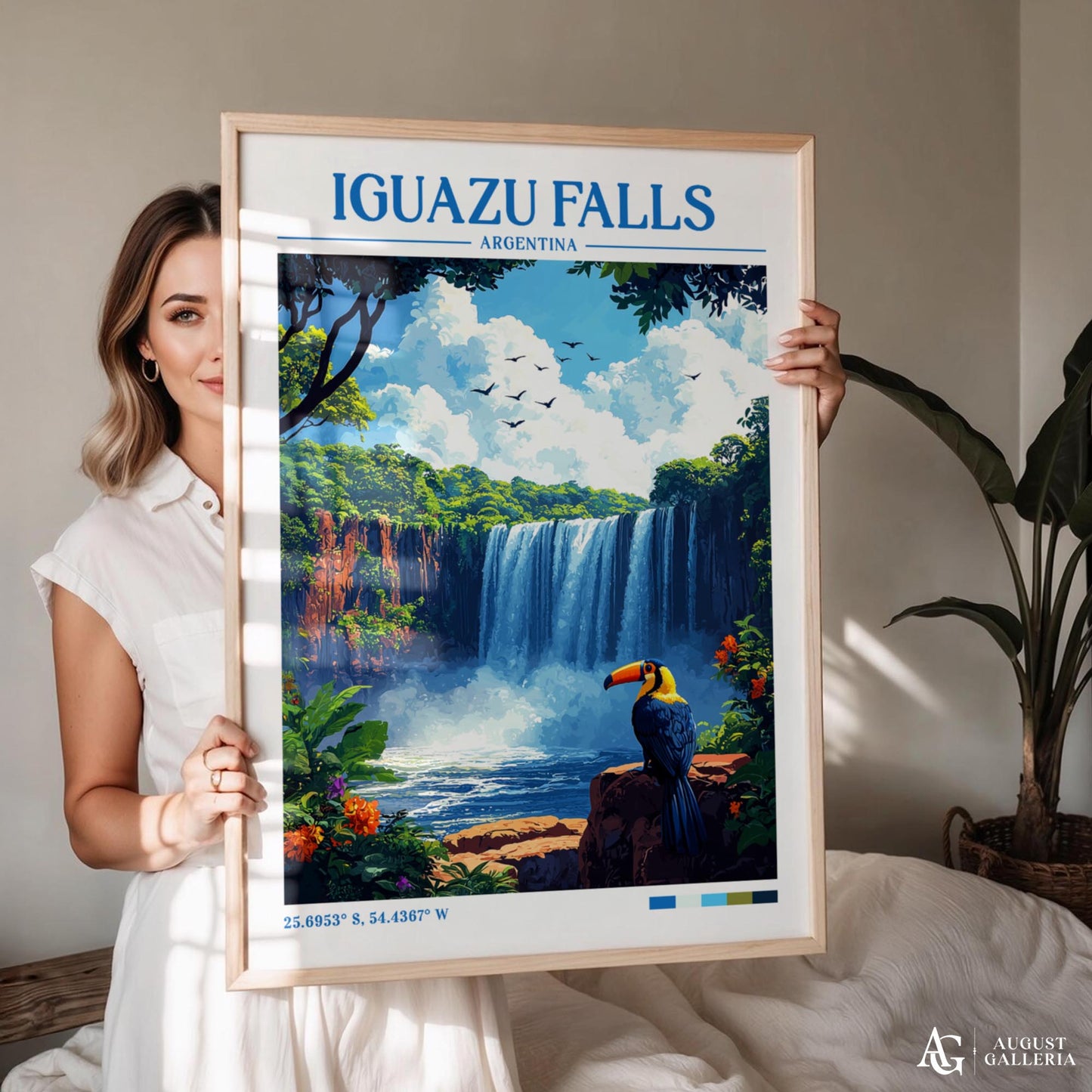 Iguazu Falls Retro Travel Print