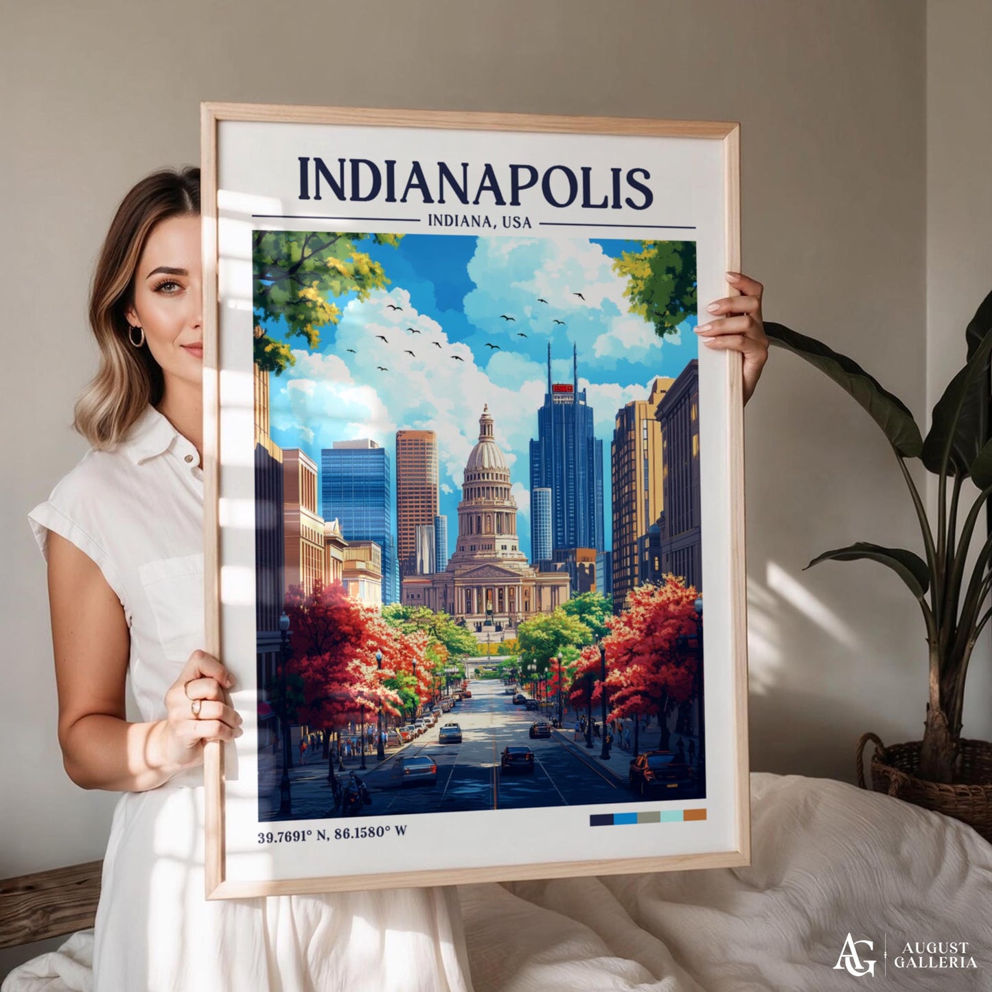 Indianapolis Indiana Retro Travel Print