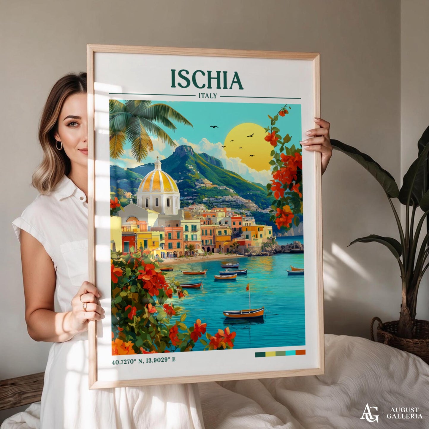 Ischia Italy Retro Travel Print