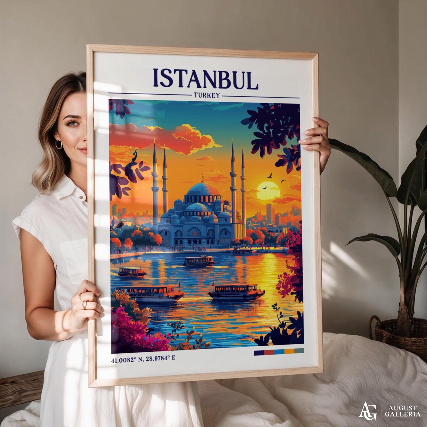 Istanbul Turkey Retro Travel Print