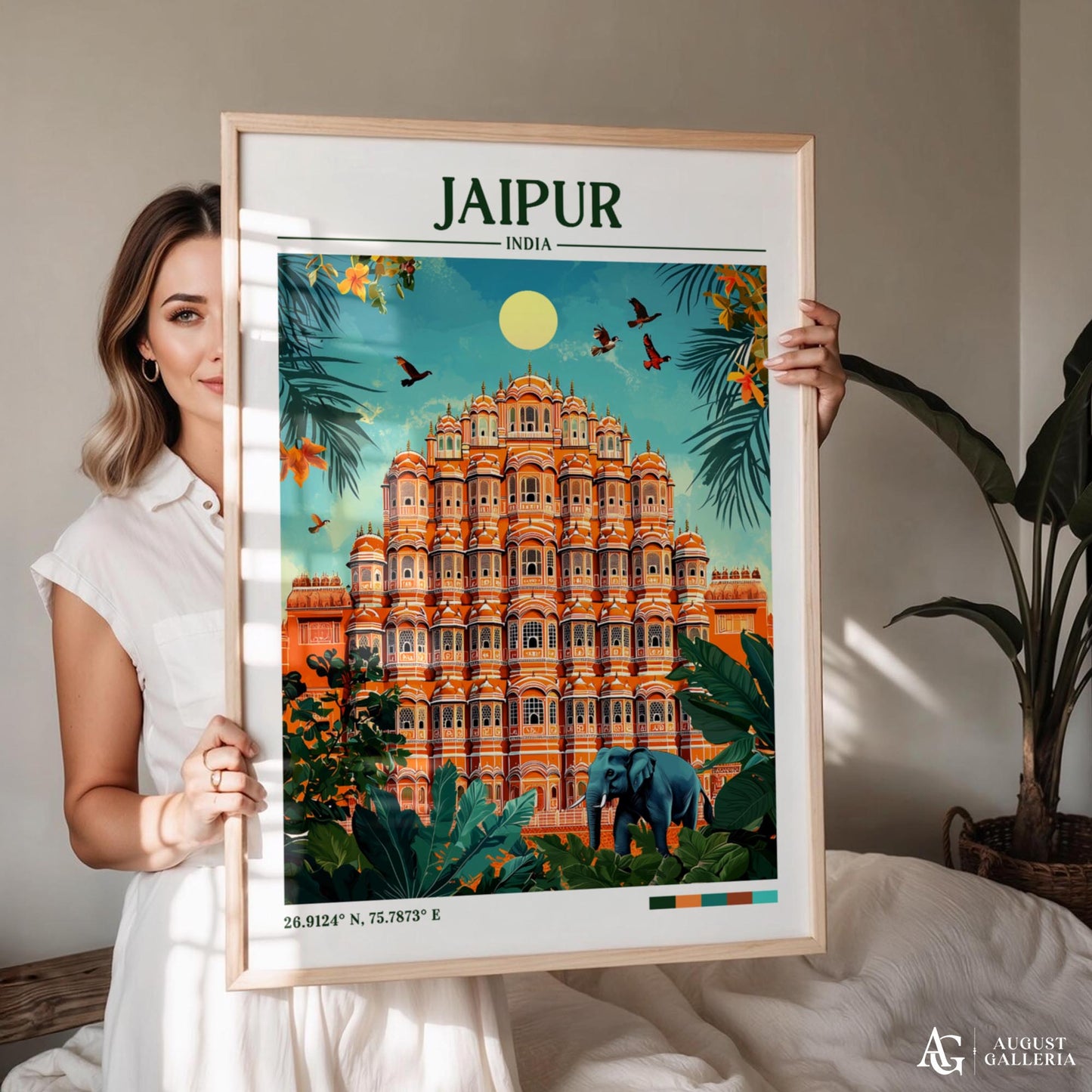 Jaipur India Retro Travel Print