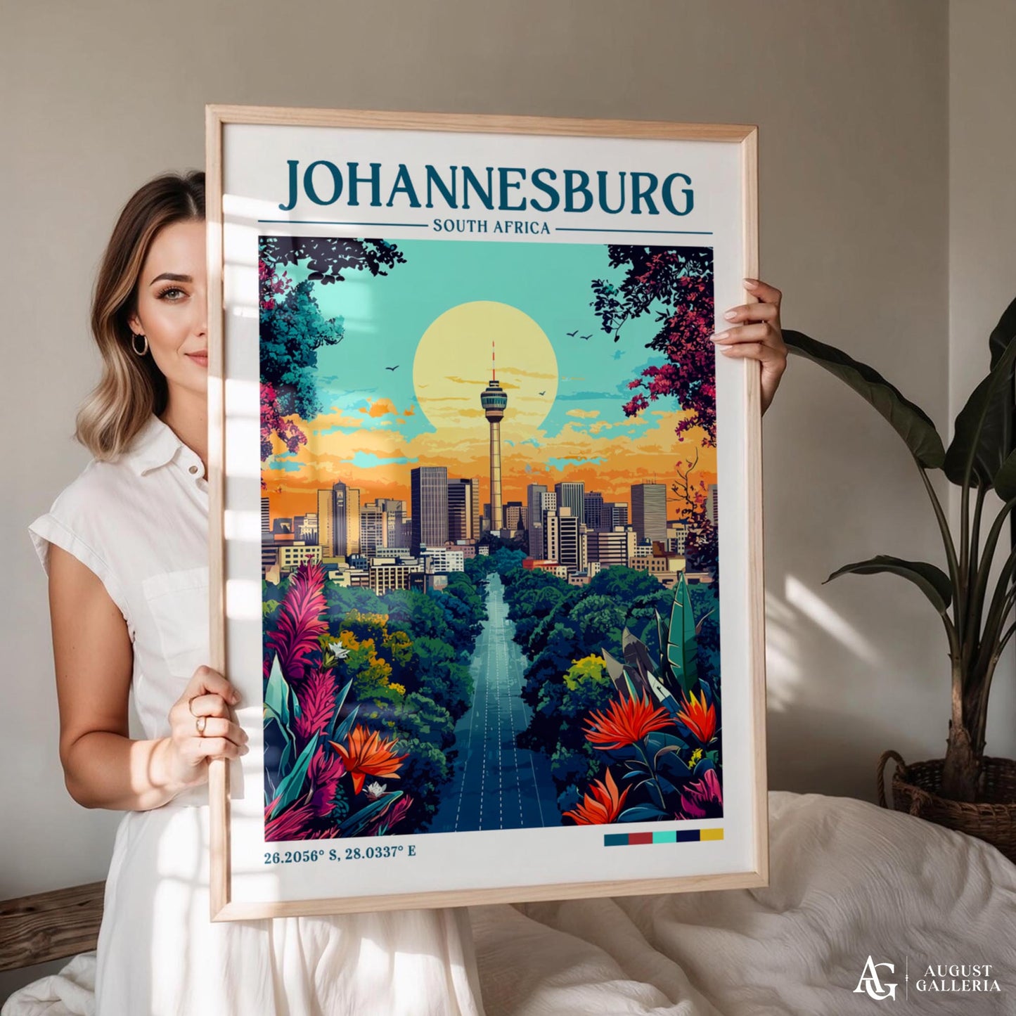 Johannesburg South Africa Retro Travel Print