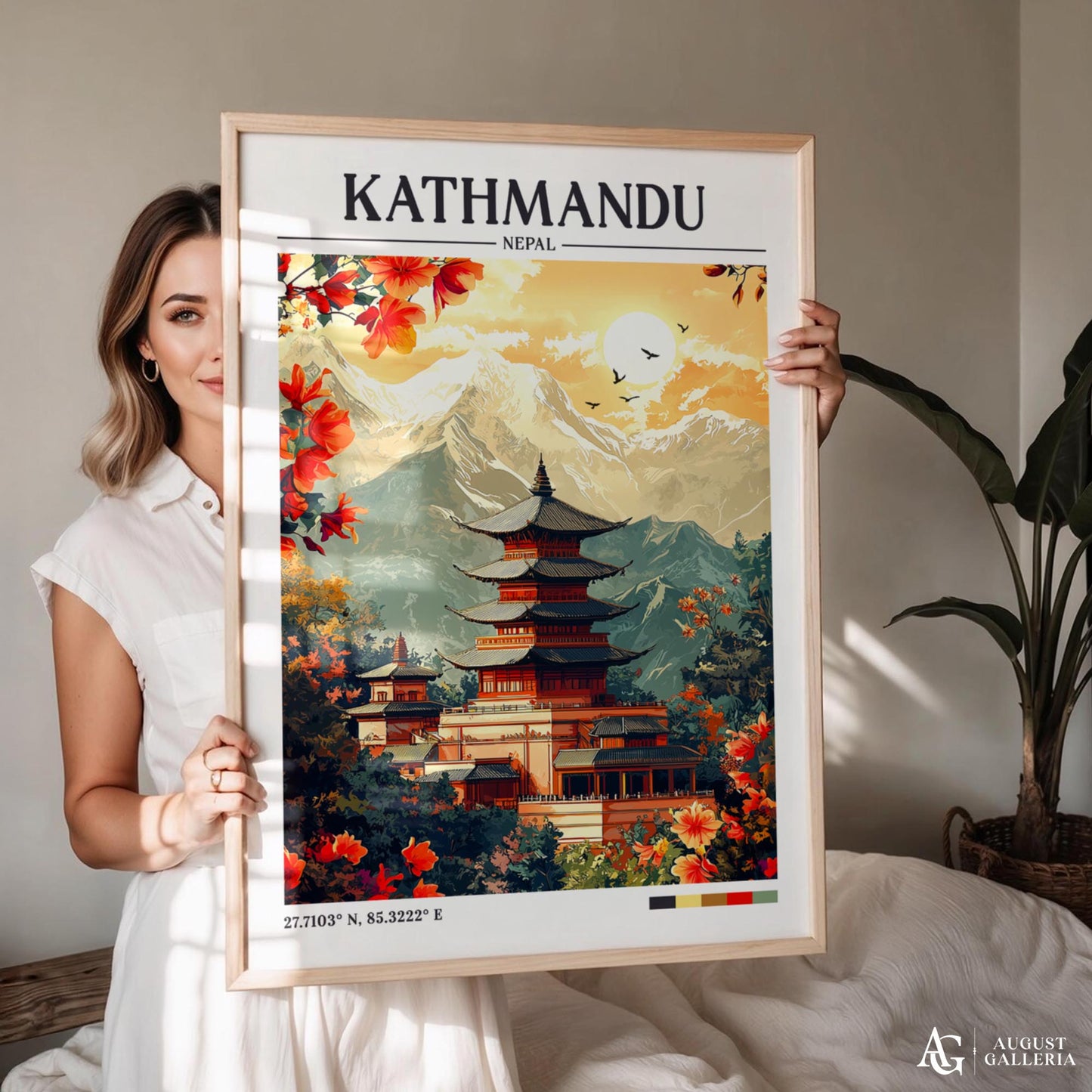 Kathmandu Nepal Retro Travel Print