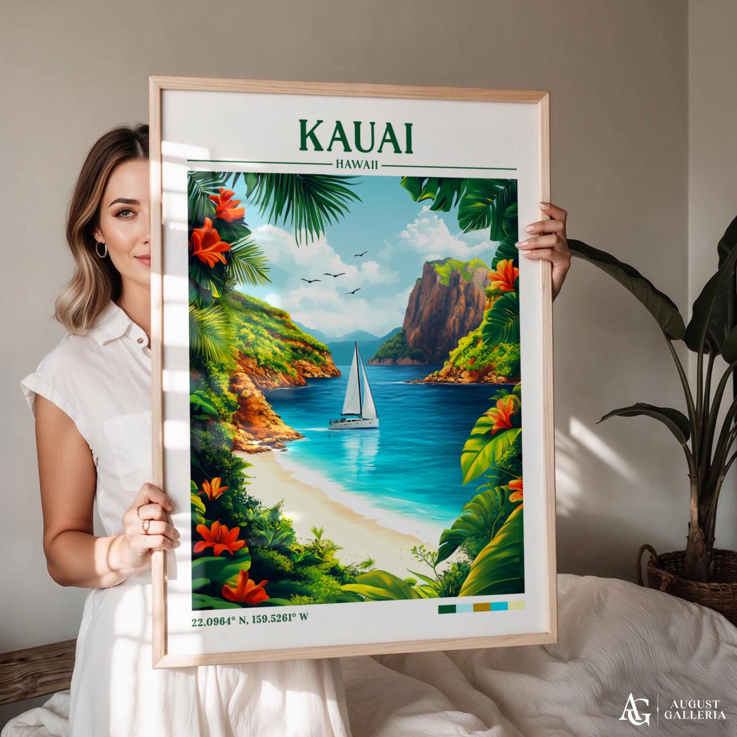 Kauai Hawaii Retro Travel Print