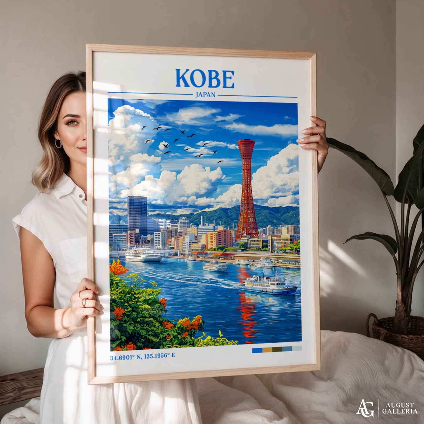 Kobe Japan Retro Travel Print