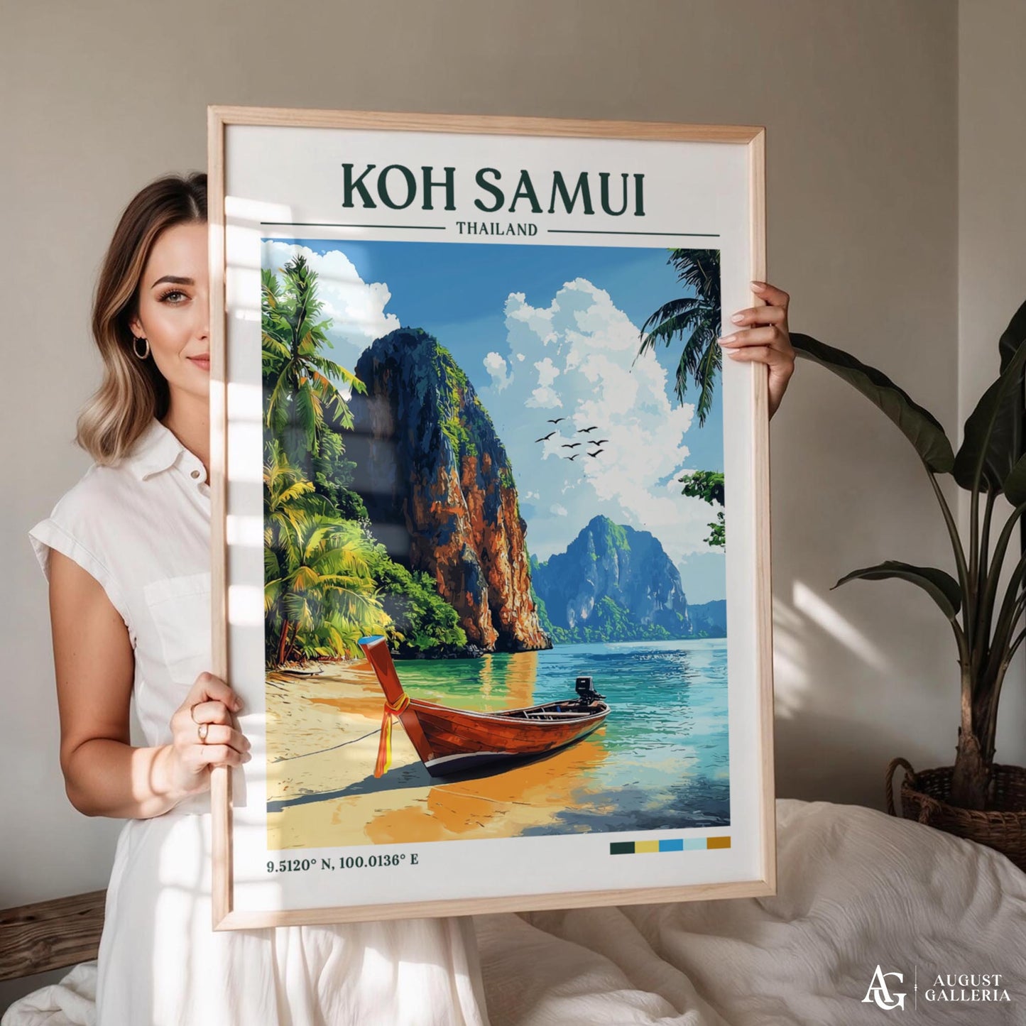 Koh Samui Thailand Retro Travel Print